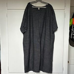 Eileen Fisher Black and Gray Striped Tee